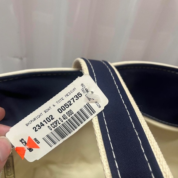 Vintage L.L.Bean Shipwright printed canvas boat & tote bag made in USA red - Picture 2 of 6